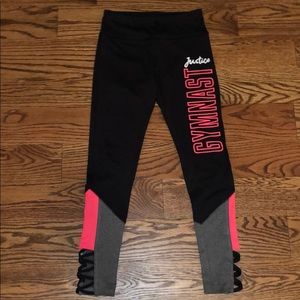 Justice Gymnastics Leggings • Size 10 • Black/Pink